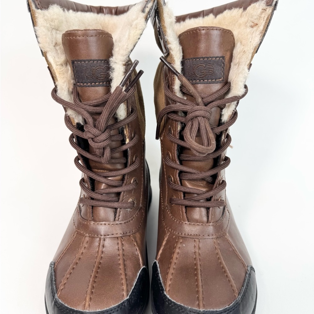 UGG Butte II Brown Leather/Suede Sherpa Lined Winter Boots #1098890K - Size 2